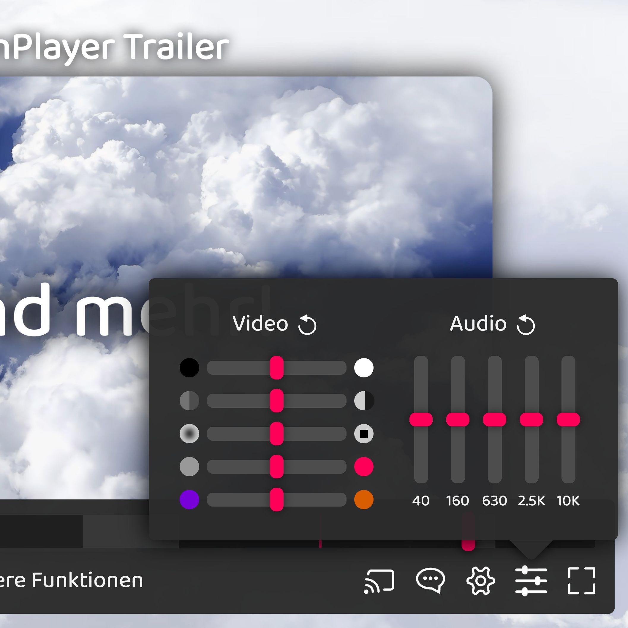 Screenshot des VisionPlayers: Bildeinstellungen
