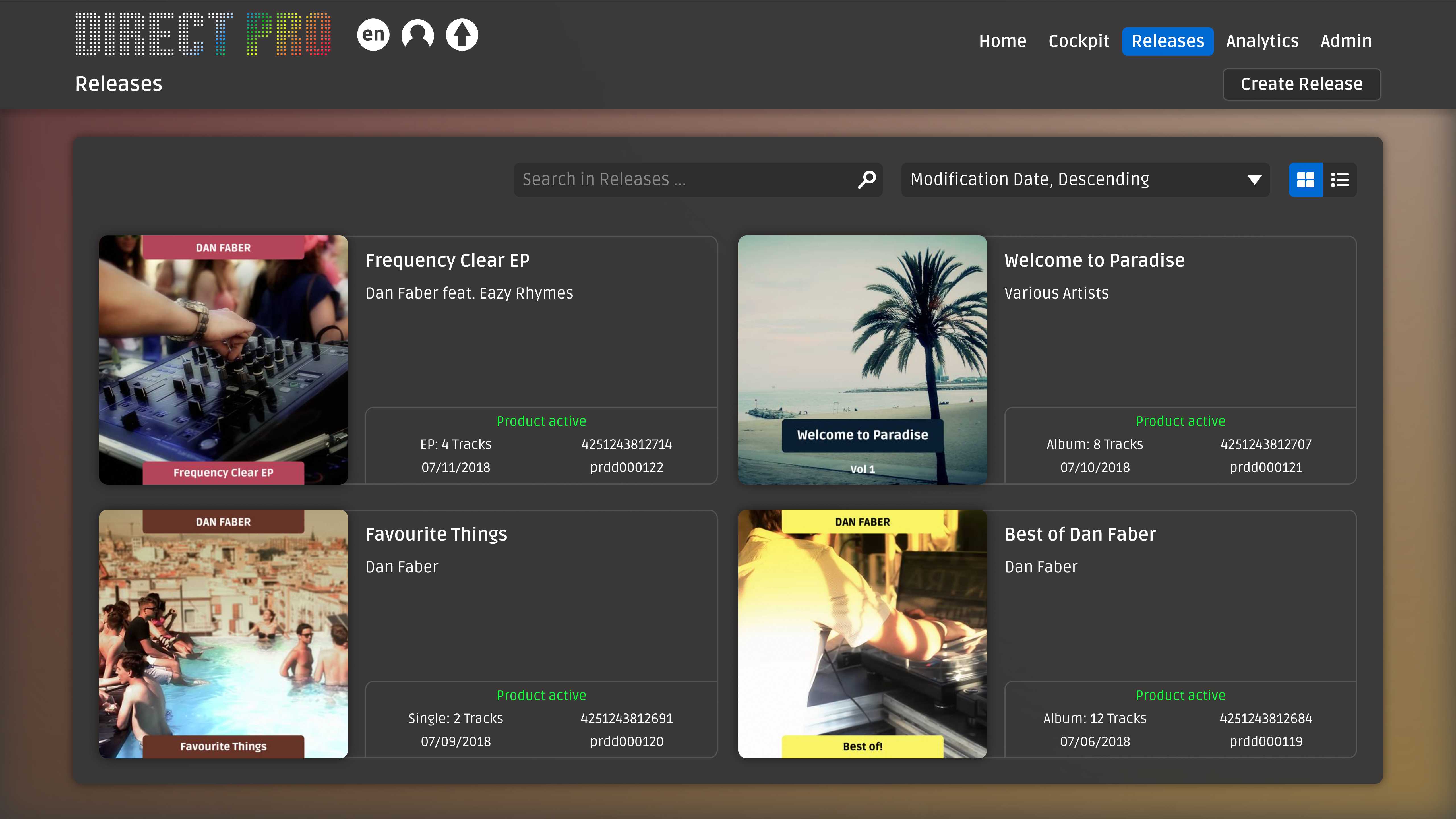 Screenshot der DIRECT Release Page