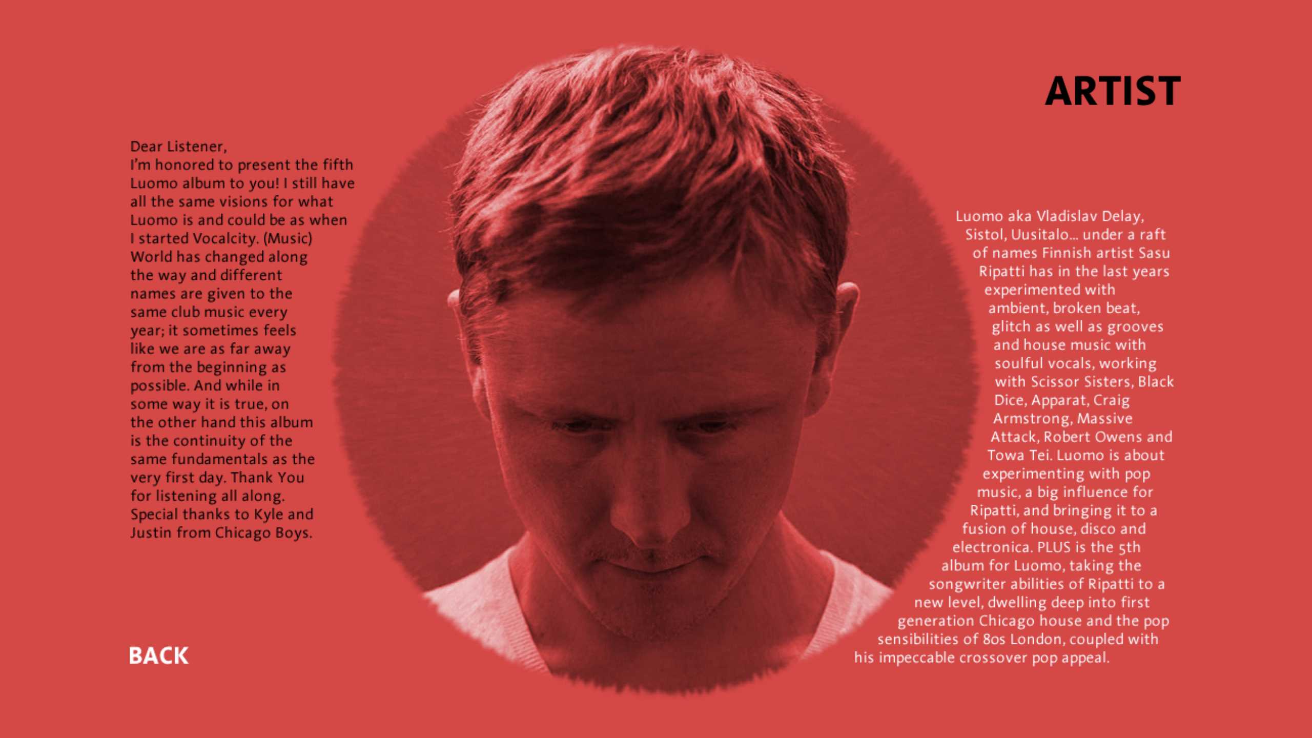 Screenshot der „Luomo“ iTunes LP