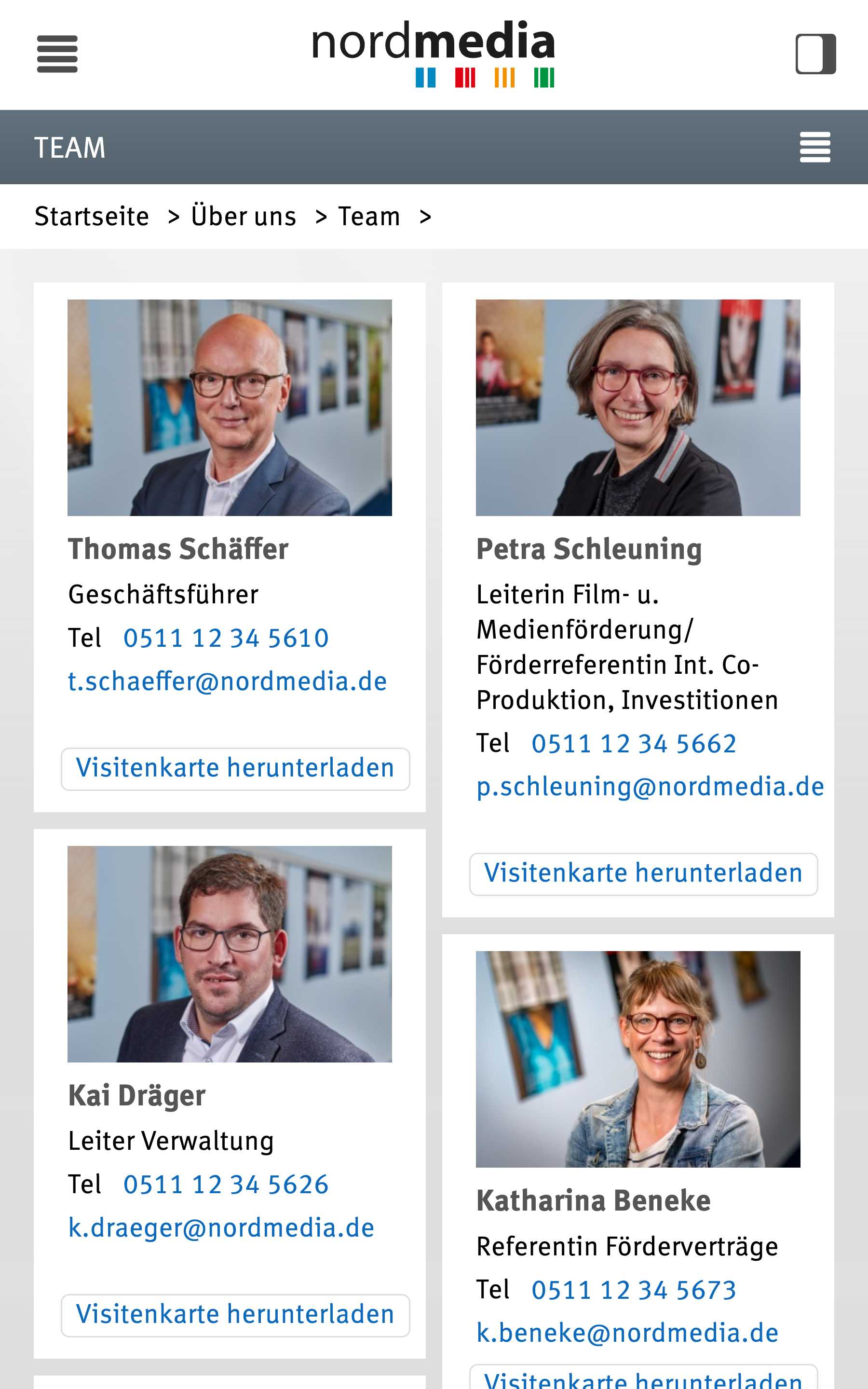 Screenshot of nordmedia mobile Layout