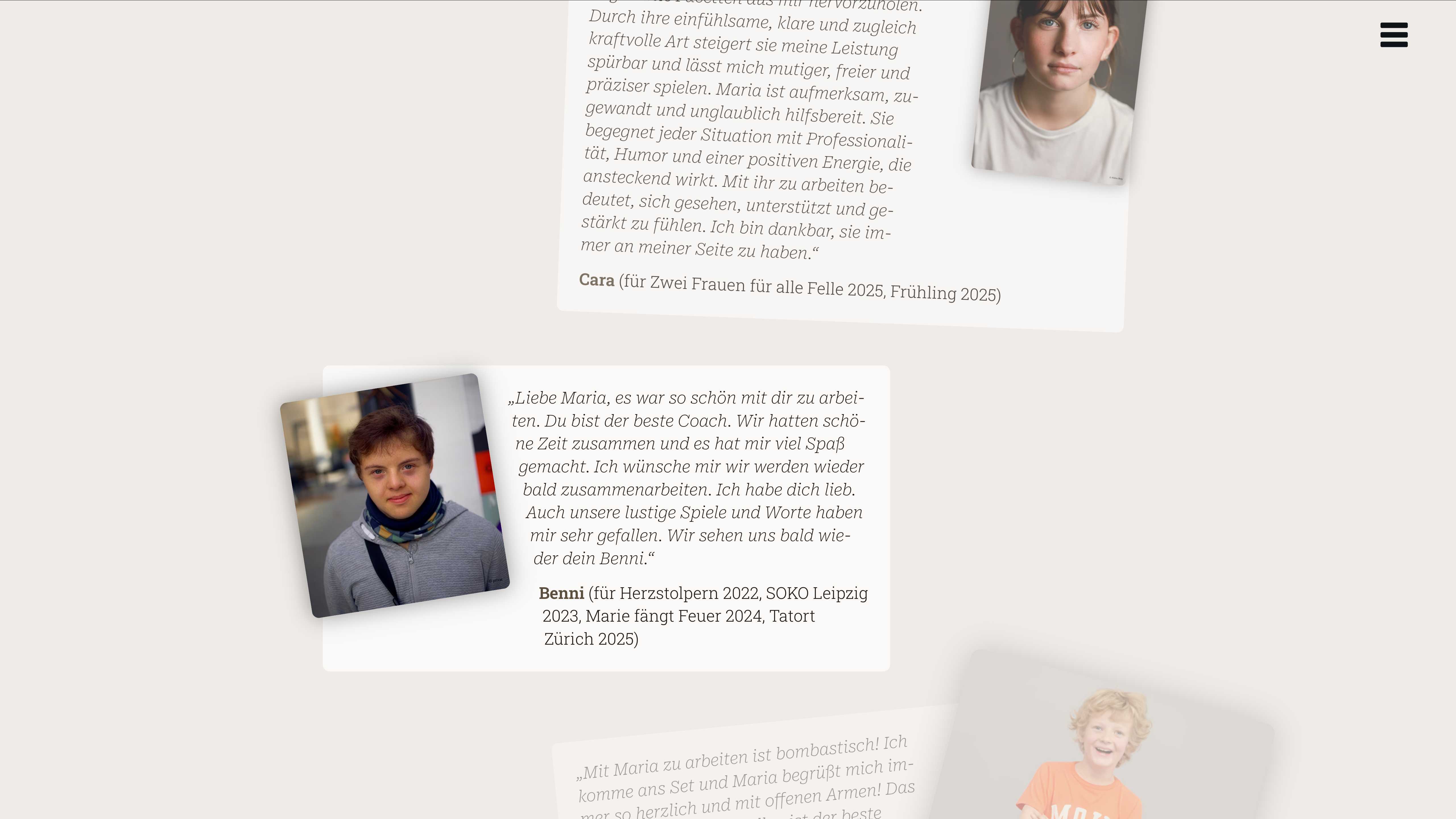 Screenshot Maria Lazaridou - Referenzen