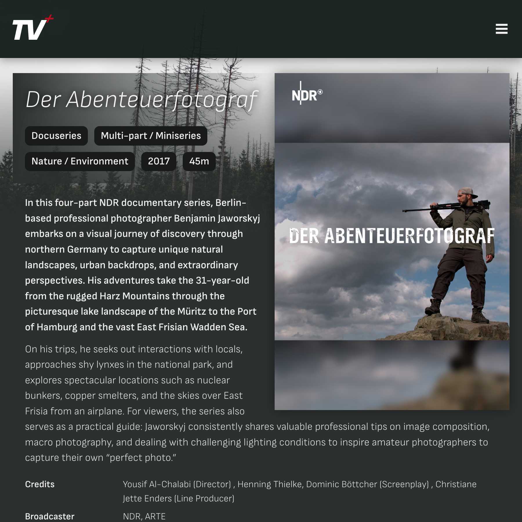 Screenshot of the "Der Abenteuerfotograph" media library page.
