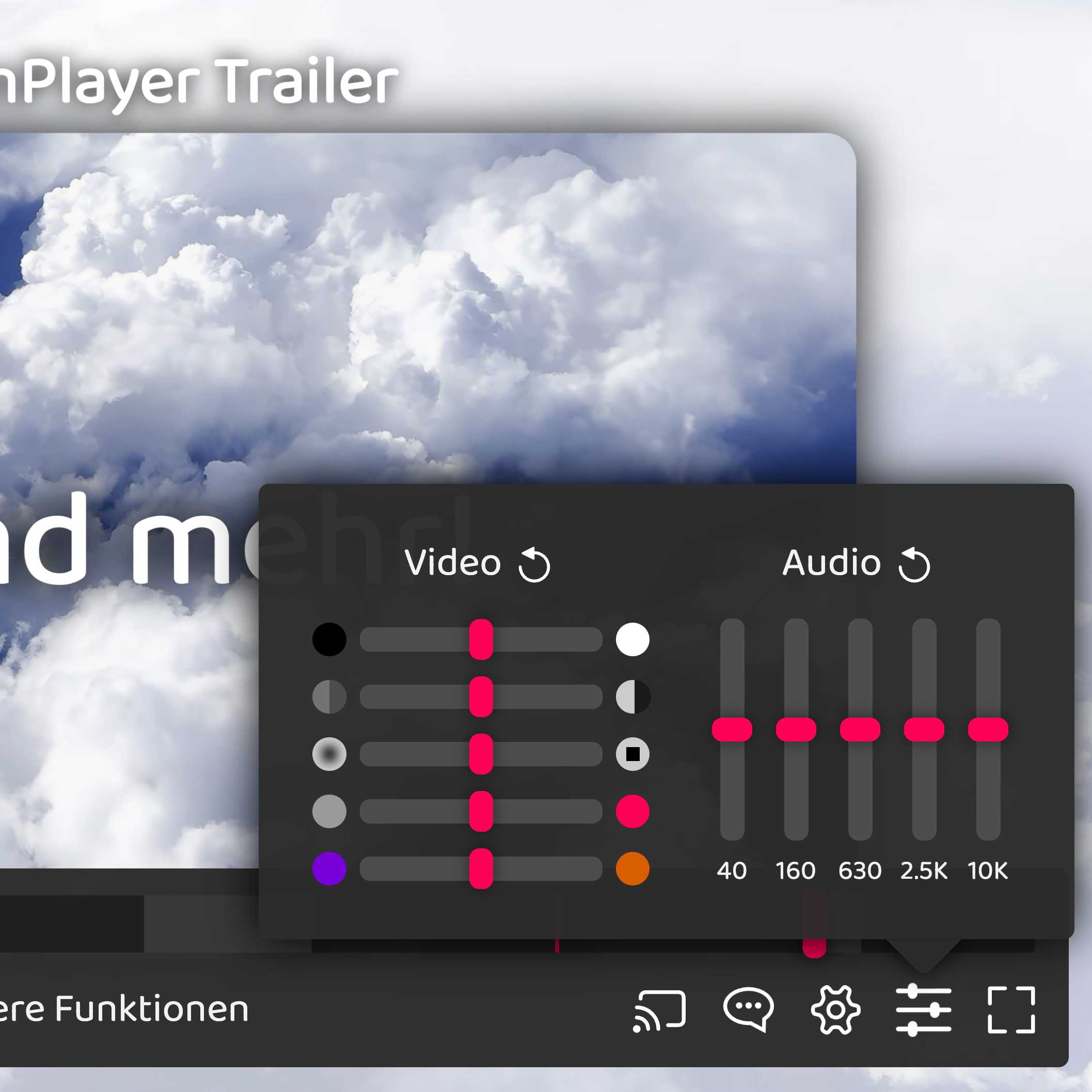 Screenshot des VisionPlayers: Bildeinstellungen